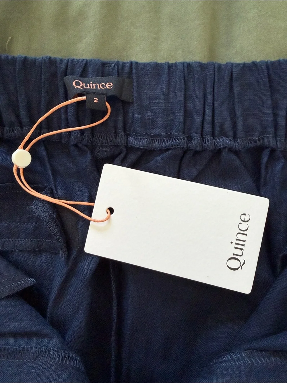 NWT Quince 100% European Linen Pleated Trouser Deep Navy Size 2 Wide Leg Pants